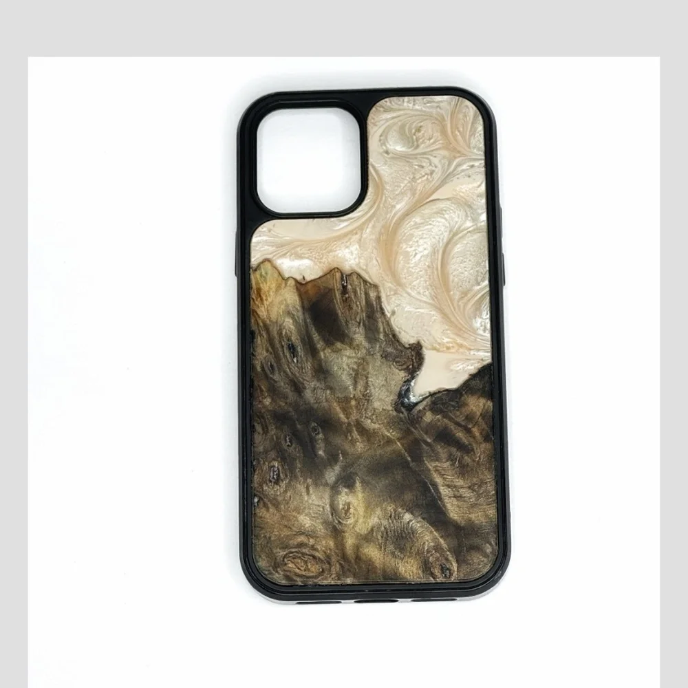 Carved iPhone 12 Pro Case (3) One Of A Kind Burl Wood Epoxy Resin Carved Magnet